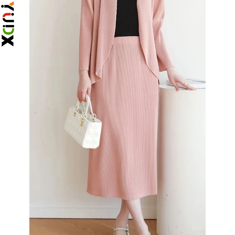 

YUDX Miyake Fashion Pleated Skirt Women Elastic Waist A Line Versatile New 2024 Spring Simplicity Loose Casual Clothes Female