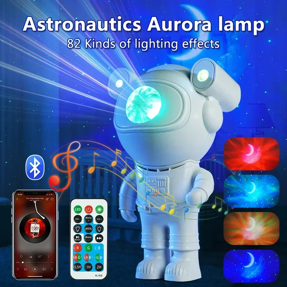 Bluetooth Star Projector​​ – Astronaut Theme, Aurora Atmosphere Lighting, Multi-Color LED, Soothing Sounds