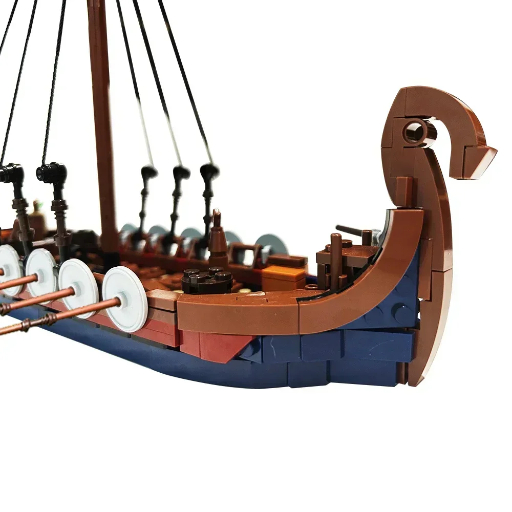 MOC – blocs de construction de modèle de bateau Viking militaire médiéval, figurines JuguetesSodiers, briques de bateau, jouets experts créatifs pour garçons