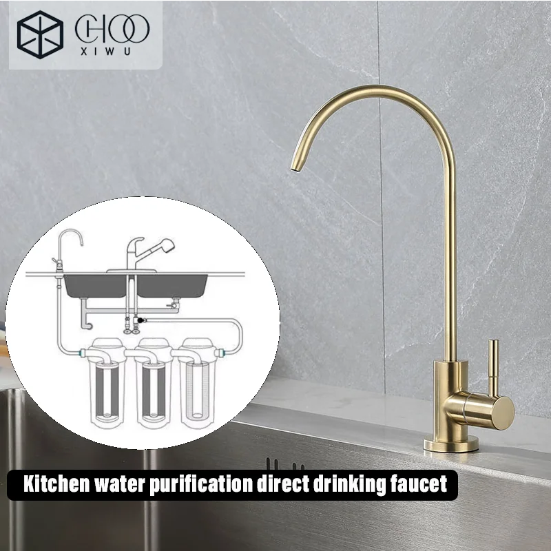 

1/4"Kitchen Faucets Direct Drinking Tap Stainless Steel Water Purifier Faucet Single Cold Water Sink Faucet Filter Faucet