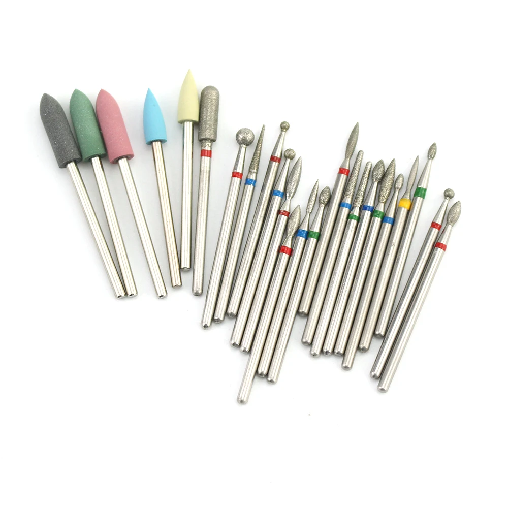 Fresa per unghie elettrica diamantata da 5 pezzi per manicure Set di punte per trapano per unghie Pedicure Accessori per nail art Strumento Rimuovi la pelle morta