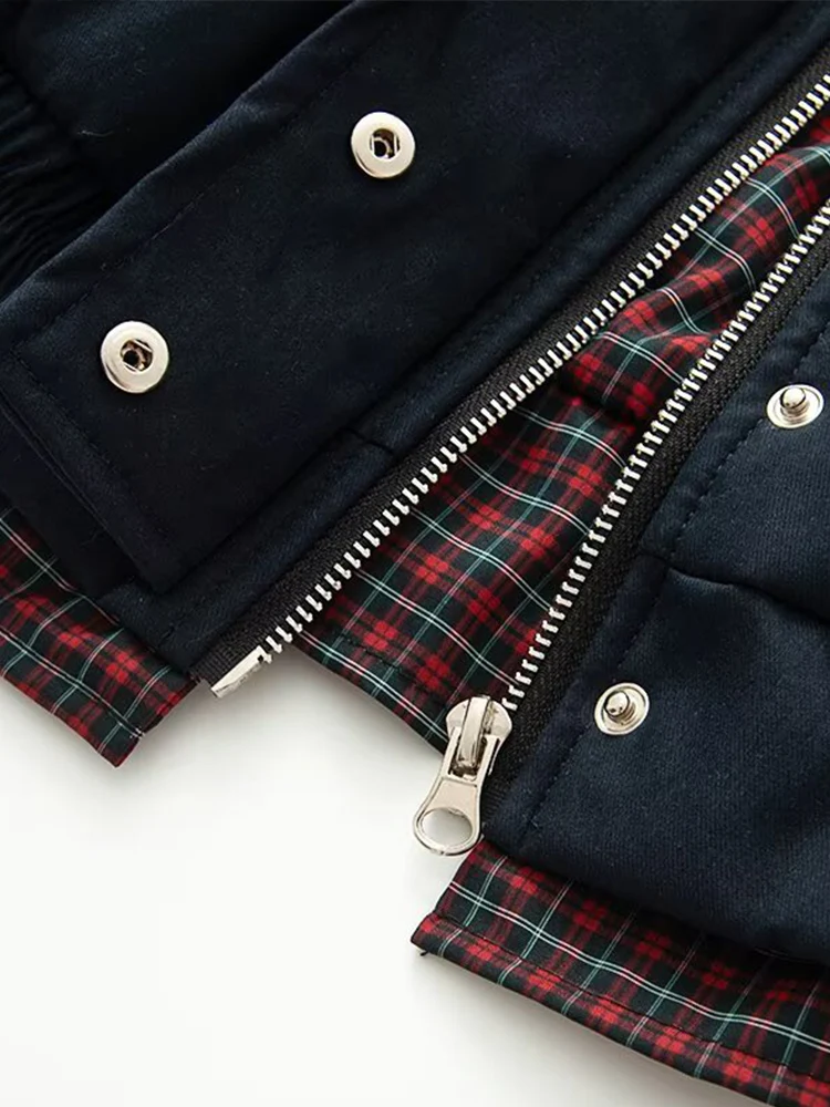 النمط الأوروبي والأمريكي الخريف والشتاء أزياء المرأة الجديدة الرجعية نمط الربط التباين اللون منقوشة سترة طية صدر السترة