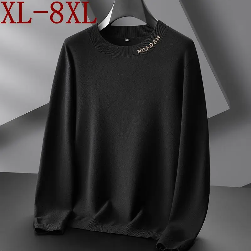 8XL 7XL 6XL 2023 New Fall Winter High End Soft Warm Cashmere Sweater Men Long Sleeve O-Neck Mens Sweaters Casual Male Jumpers