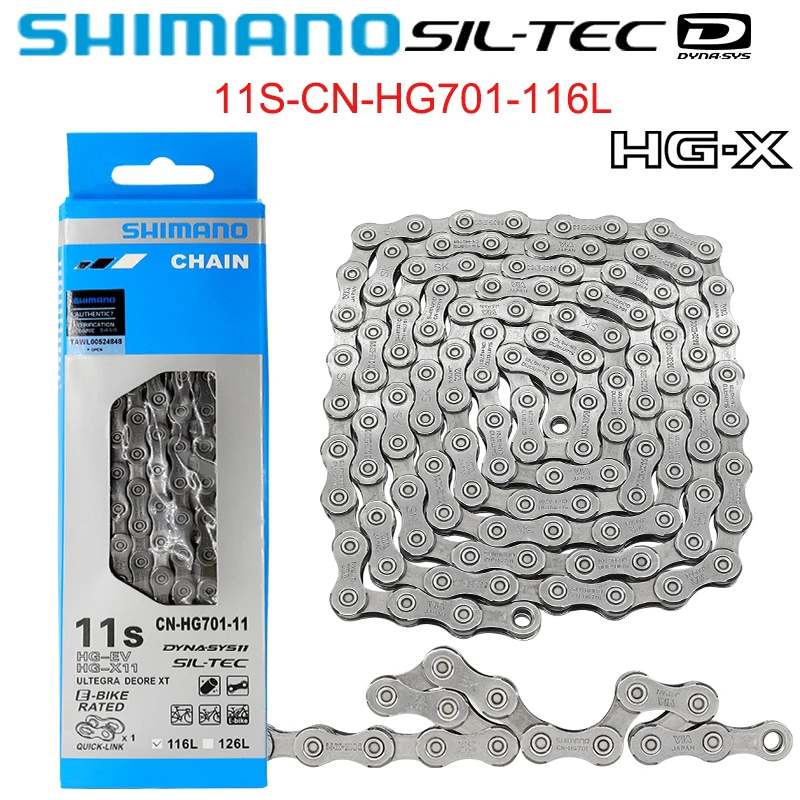 SHIMANO DYNA-SYS11 CN-HG701 MTB Bike Chain 11 Speed SIL-TEC Mountain Road Bike Chain 11V Original Cycling Accessories