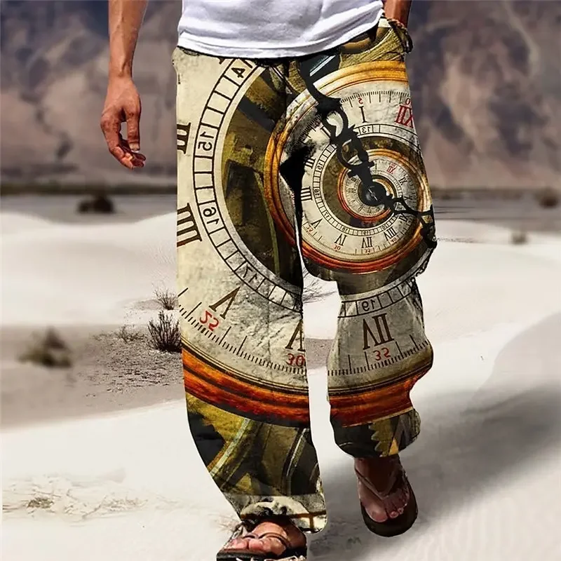 Calças com Estampa 3D, Estilo Casual, Roupa Externa, Feitas de Poliéster, Cintura Média, Elásticas, Calças 2025