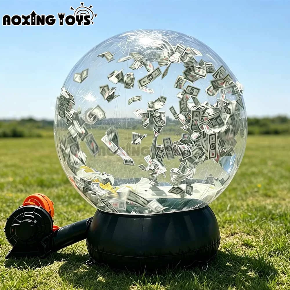 3M DIA Giant Inflatable Transparent Dome Snow Globe, Money Grabber Machine for Carnival, Advertising & Event Promotion