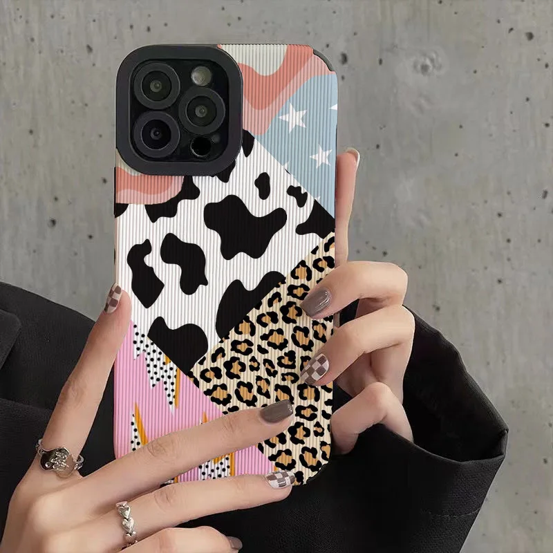 Creative Leopard Cow Silicone Case For Samsung Galaxy A52 A51 A50 A32 A31 A21S A22 A53 A54 5G A71 A72 A73 A12 A13 A14 A34 Cover