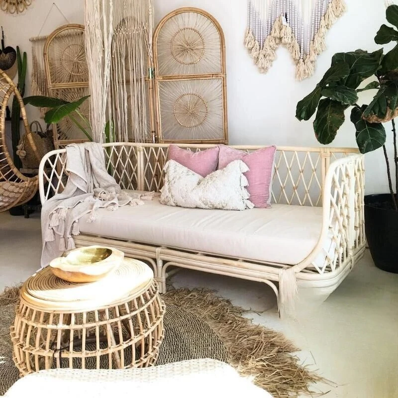 

Скандинавский стул из настоящего ротанга, трехместный диван, комбинация ротанга, художественная гостиная, балкон, двойной стул B & B, плетение из ротанга