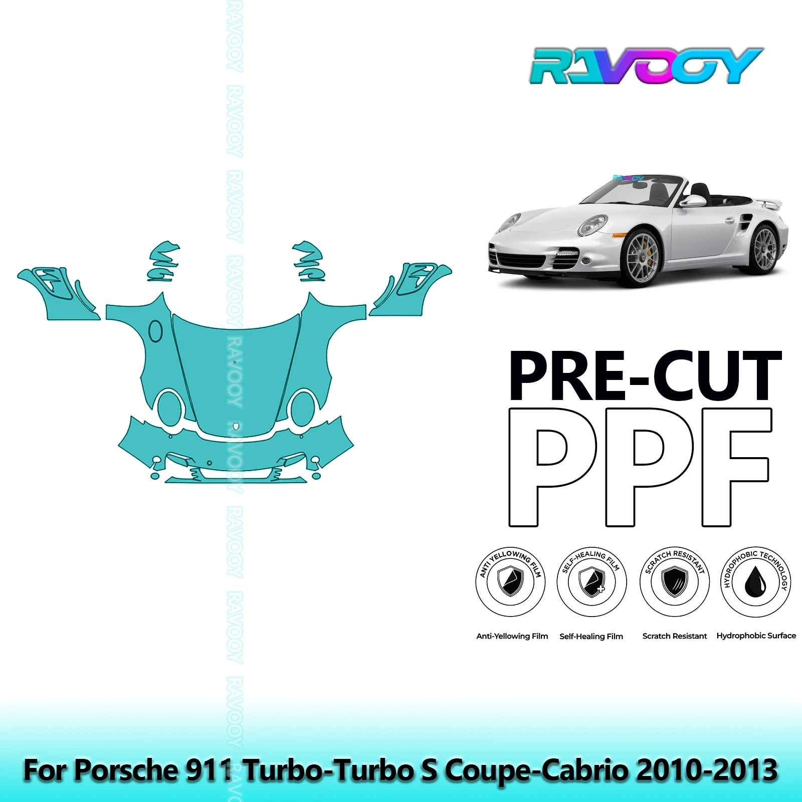 

Car Front Kit Clear Bra Precut PPF Paint Protection Film For Porsche 911 Turbo-Turbo S Coupe-Cabrio 2010-2013