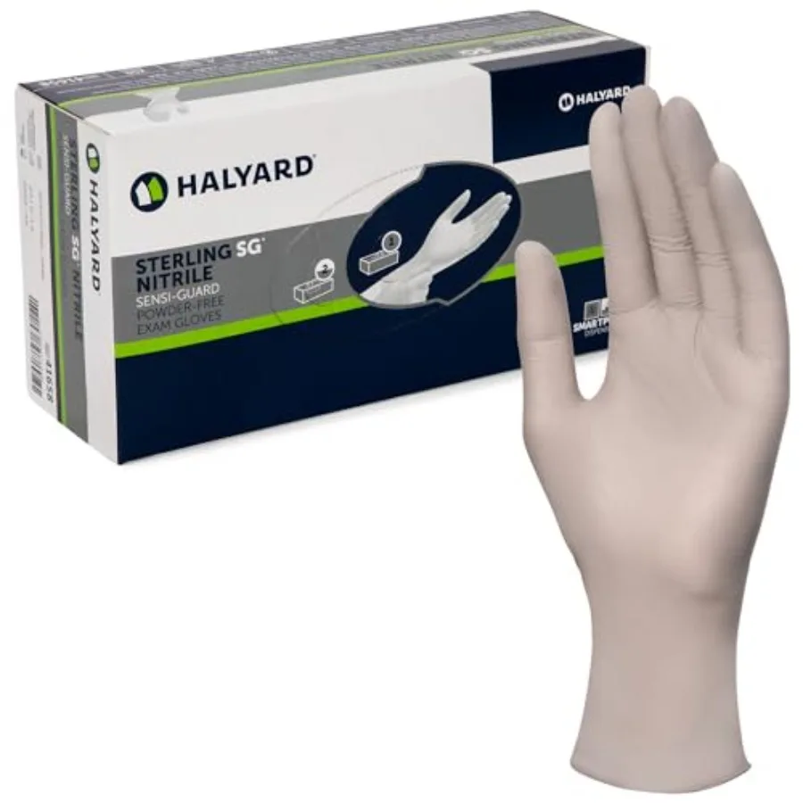 

HALYARD Sterling SG Nitrile Powder Free Exam Gloves Disposable 3.7 mil, 9.5 Inch, Gray,,41659 Box of