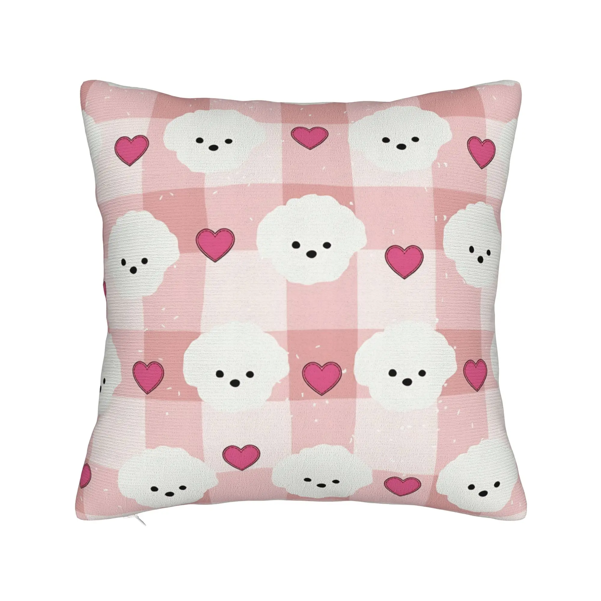 Pillow Cover Cute Bichon Frise  Kawaii Pillow Case For Couch Sofa Bedroom Pillowcases