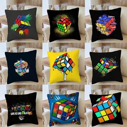 Car Living Room Sofa Cushion Cover Rubik's Cube Cartoon Pattern Cushion Cover Luxury Home Decoration Pillow Cover