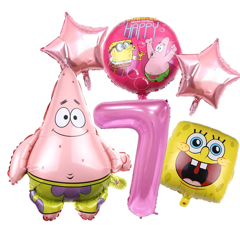 SpongeBob SquarePants Foil Balloon Number Balloon for Kids Happy Birthday Party Decor Baby Shower Air Balloons Home Decor Gift