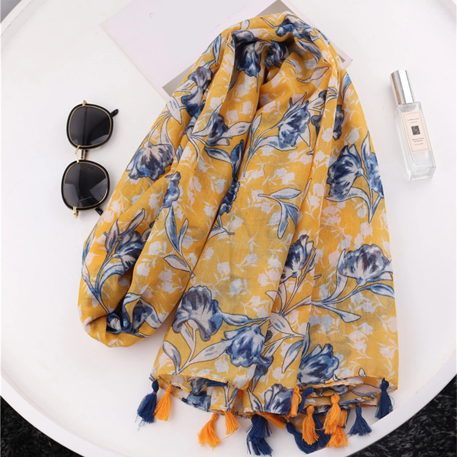 Fashion Print Warm Beach Towel, 180 * 85cm Muslim Headscarf, New Style Windproof Tassels Shawls The Four Seasons Female Bandanna