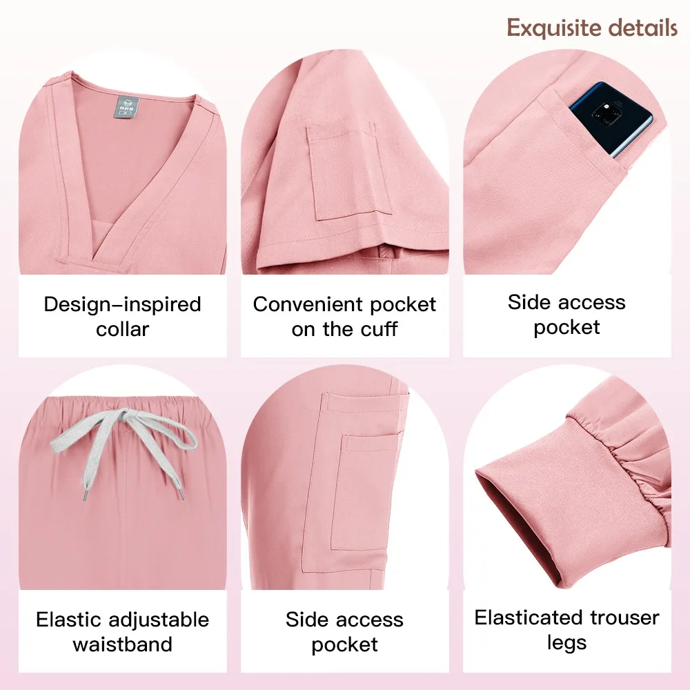 Multi Color Scrub Suits Stretch Breathable Women Sets Nursing Scrubs Uniformes Medical Spandex Hospital Salon Spa Uniforms Sets