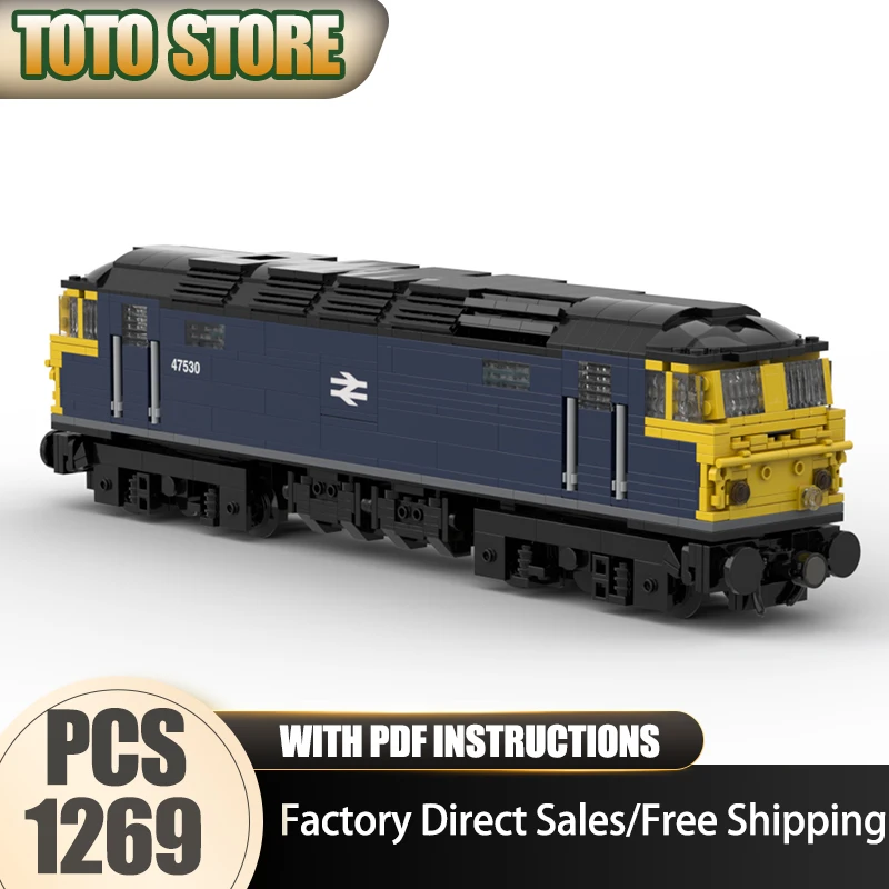 

Railway Train Model Moc Building Bricks Class 47 BR Blue Livery Model Technology Blocks Christmas Set DIY Toy Construstion Gift