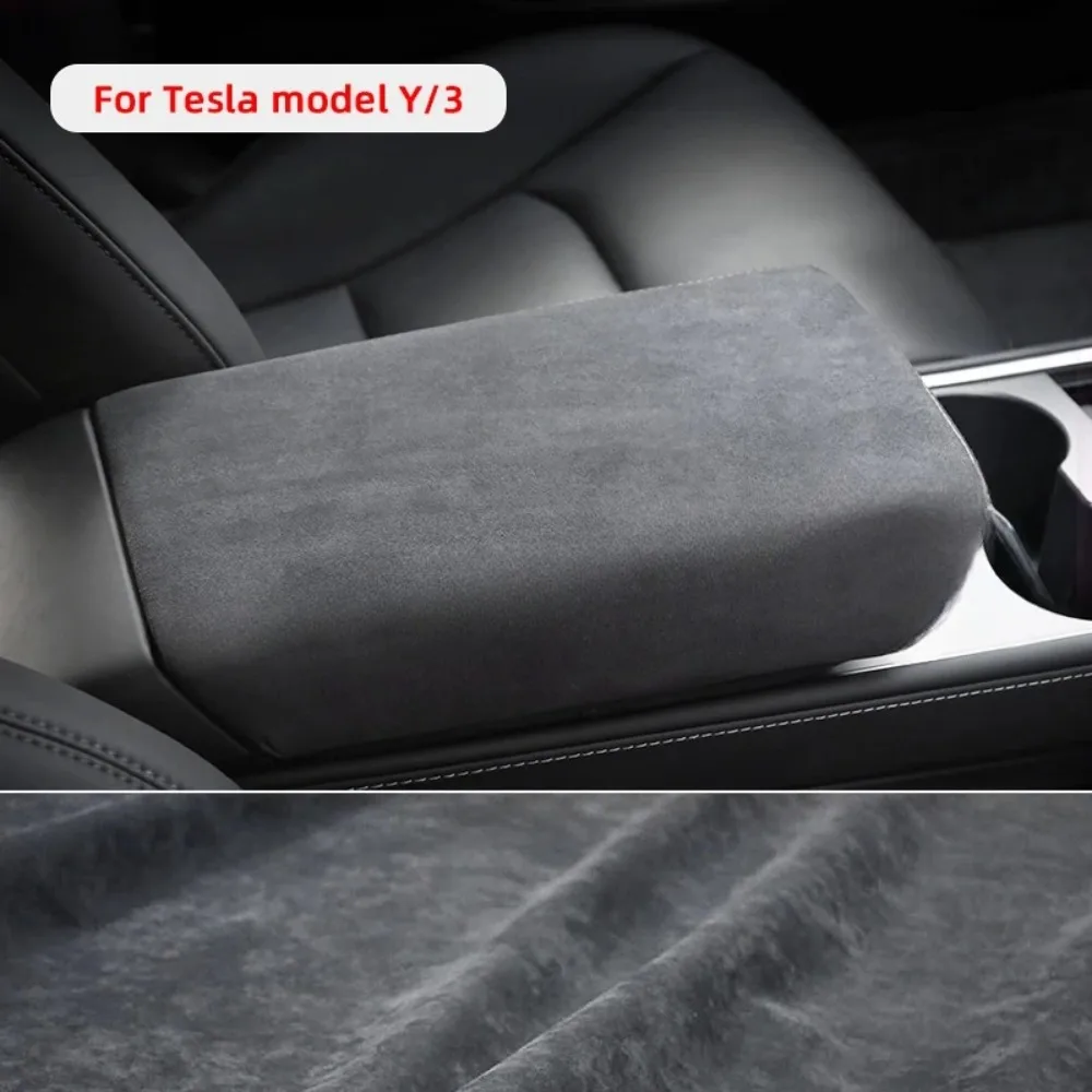 Copertura in Alcantara per Bracciolo e Console Centrale Tesla Model 3/Y, Accessorio Auto Antigraffio per Interni