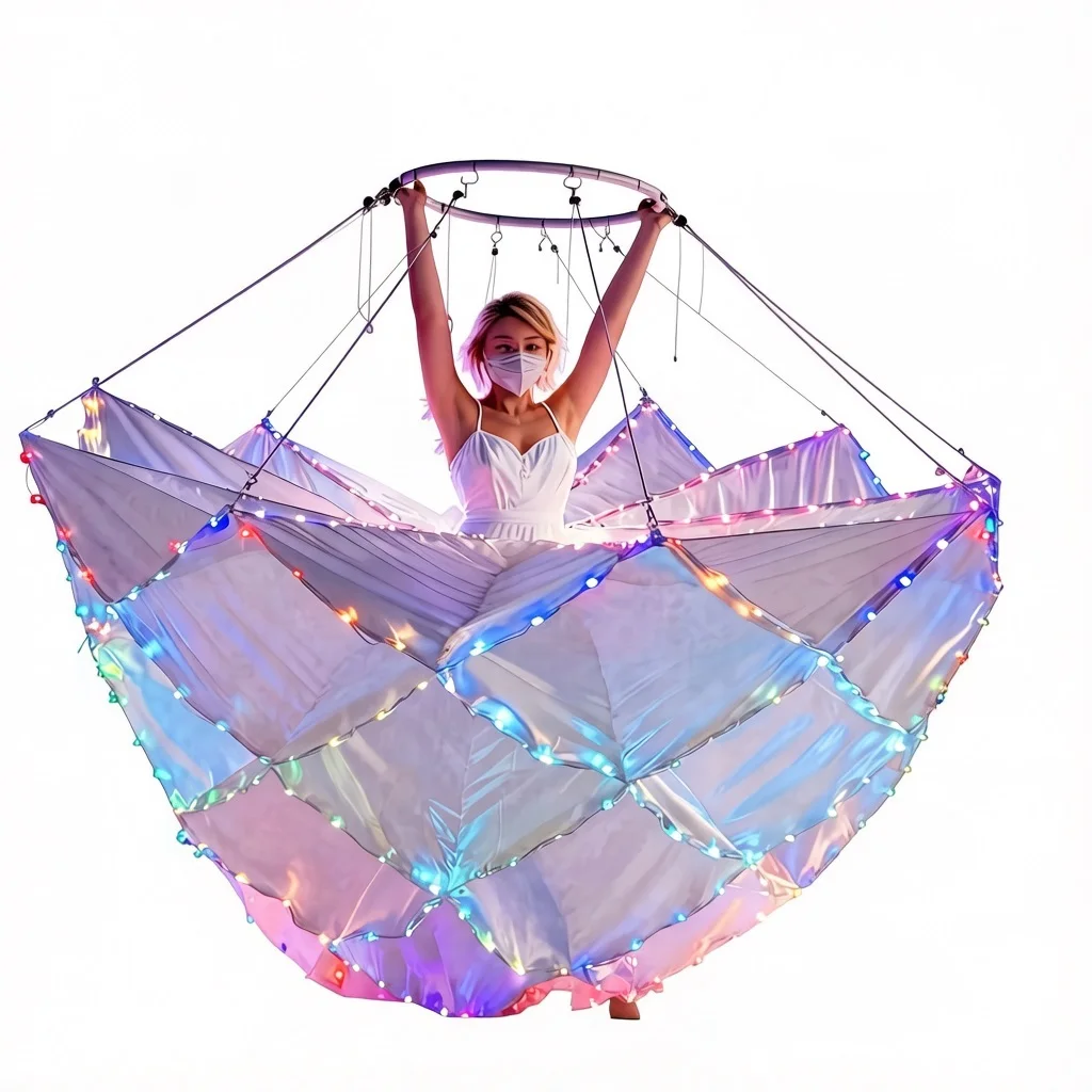 LED Rising and Blooming Interactive Prop for Theme Park Parade Float Performance Luminated Umbrella Flower Costume Dress