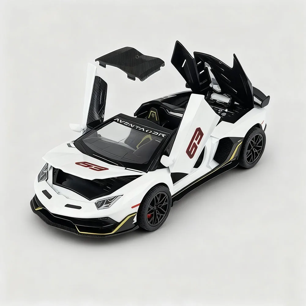 

Масштаб 1:32, Lambor SVJ63 ONE, модель автомобиля, игрушечный сплав, литые под давлением резиновые шины, имитация интерьера, миниатюрный автомобиль, подарки для малышей