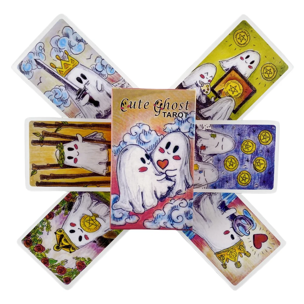 Jeu de cartes de tarot fantôme mignon 78 pièces, jeu de cartes Oracle, divination, divertissement pour fête d'anniversaire, jeu de société