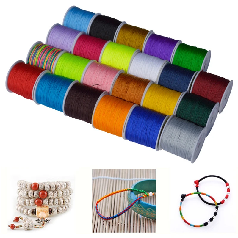 1Roll Jewelry Thread Nylon Cord For Necklace Bracelets DIY Jewelry Accessories 39Colors Thread Hot Sale High Quality 0.8mm*20m