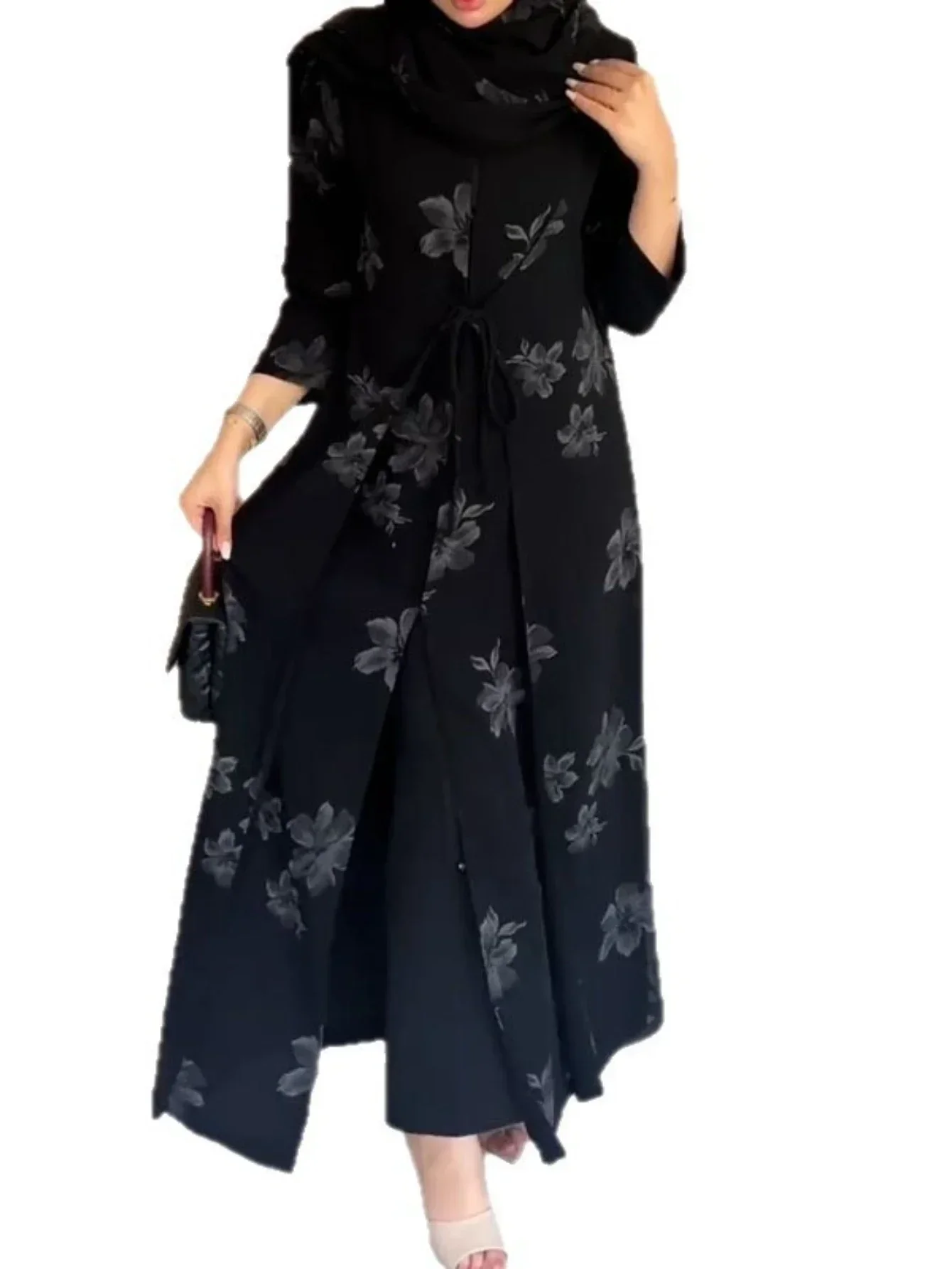 Eid Women Abaya Cardigan Open Dress Muslim Elegant Trench Dubai Vestidos Largos Kaftan Arab Robe Party Caftan Jalabiya Ramadan