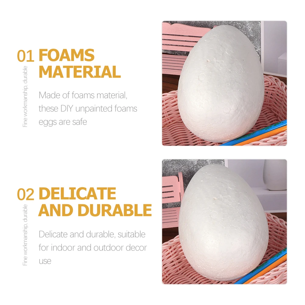 

10pcs Eggs White Blank Easter White Foams Eggs Crafts Decoration DIY Projects Kids Painting Ornament Festival Decor