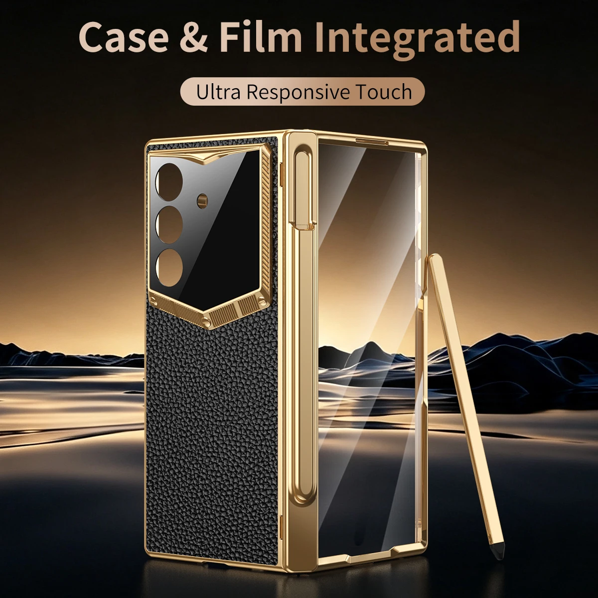 For Samsung Galaxy Z Fold 8 Ultra Case Luxury PU leather With hinge Film Pen Protective Back Cover For Z Fold 8Ultra 7 6 Shell