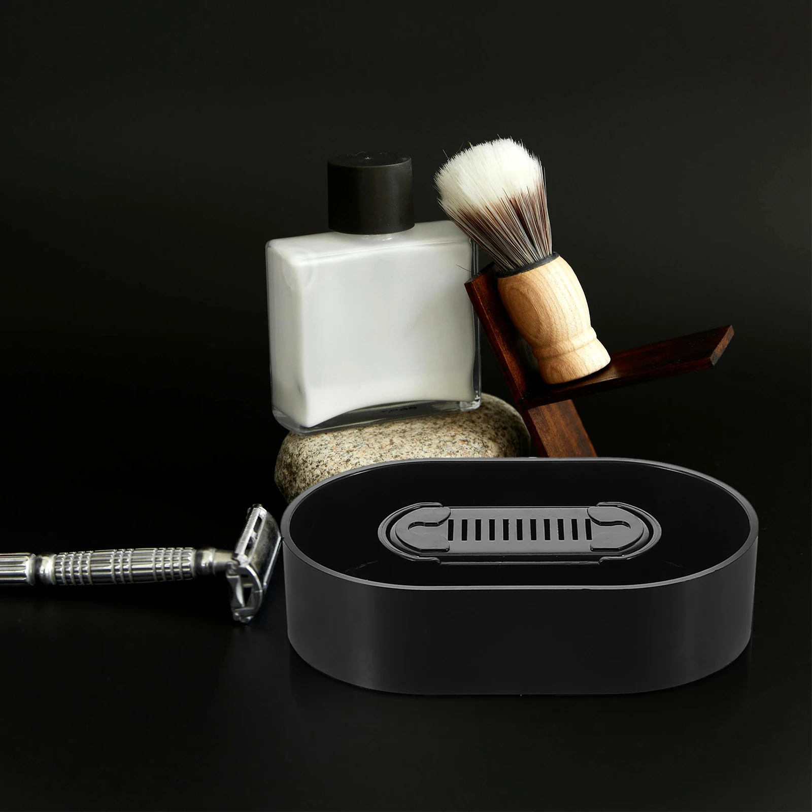 

Shaver Cleaner Electric Razor for Men Brushes Cleaning Portable Black