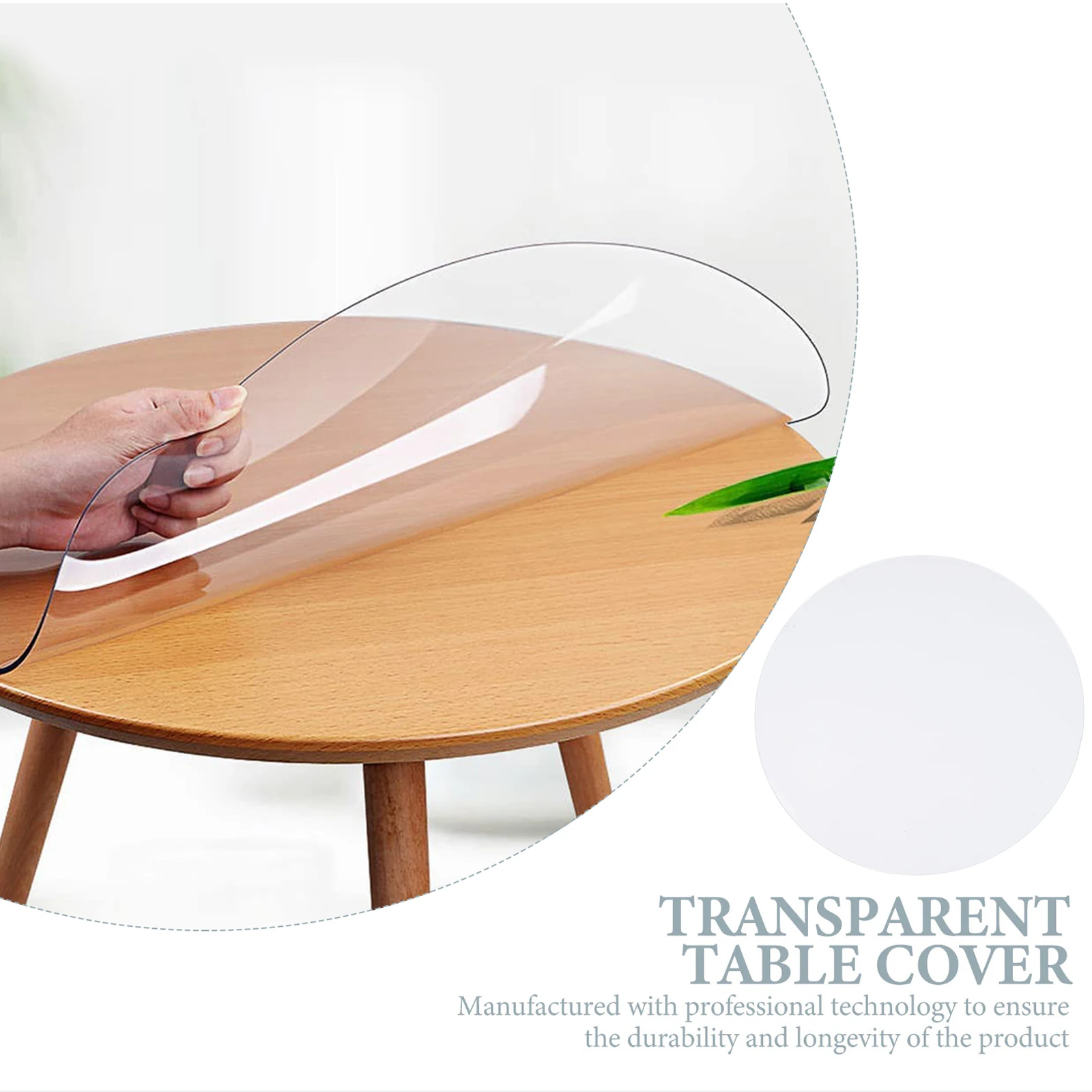 

Round Clear Table Cover Waterproof PVC Tablecloth Protective Mat for Home Hotel Restaurant Party Clear Table Cover