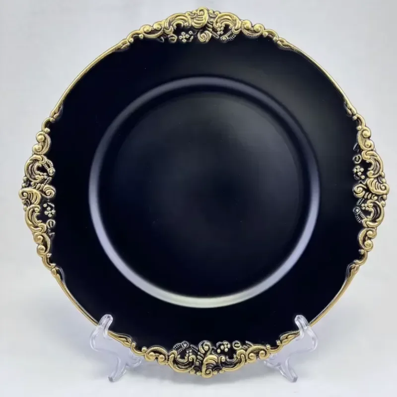 Plastic Christmas Decorative Plates Solid Color Light Luxury Retro Design Dishwasher Safe Food Grade Tableware