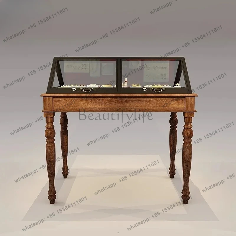 

Jewelry Cabinet Museum Display Cabinet Jewelry Jade Jade Display Cabinet Ultra White Glass Wood Grain with Light