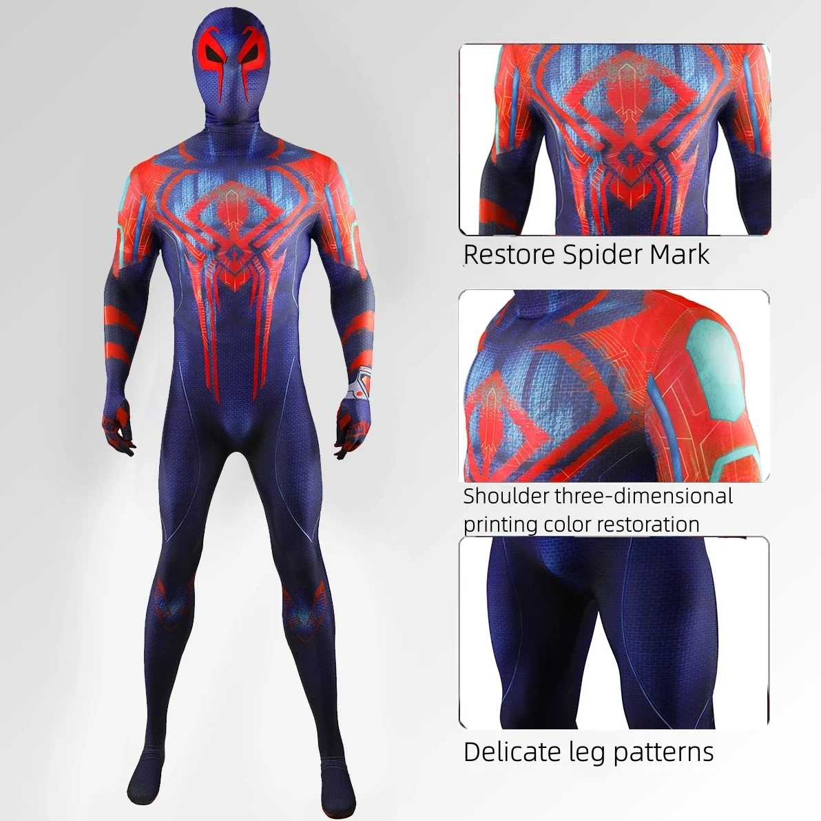 Spider Man 2099 Cosplay Costume Miguel O'Hara Jumpsuit Halloween Comic-Con Props Bodysuit Spiderman Costume with Headgear