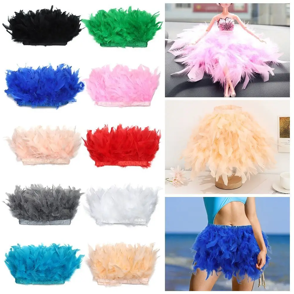 

1 Meter Wedding Party Natural Turkey Feathers Ribbon Tassel Home Decor Feathers Trim Sewing Decoration DIY Apparel Fabric