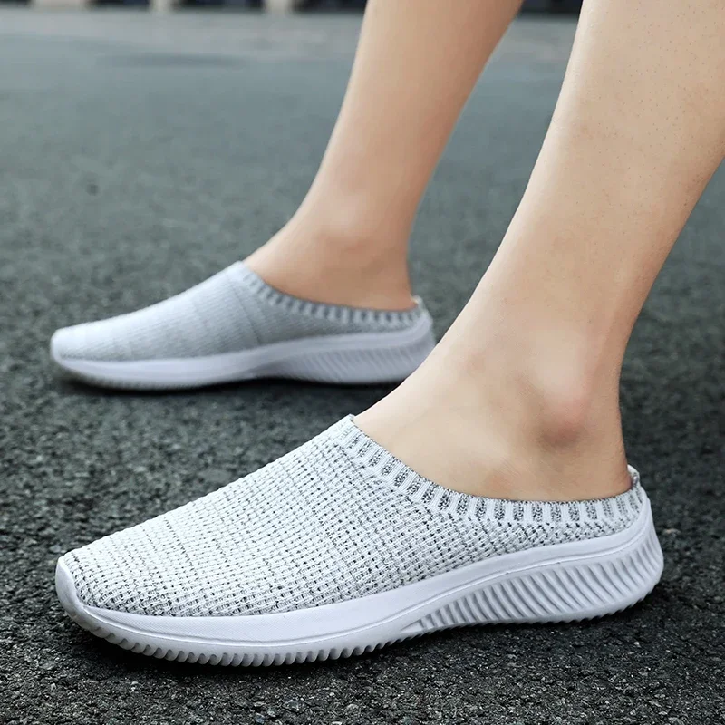 ummer Mesh Men Casual Shoes Breathable Half Loafers Fashion Outdoor Indoor Slippers Women Flats Comfortable Couple Sneakers