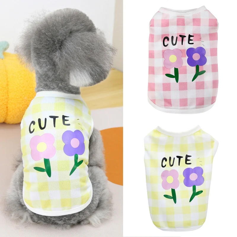 

Summer Dog Clothes Breathable Puppy Flower Print Shirts Pet Dog Clothes Soft T shirt Cat Vests for Small Pets Chihuahua