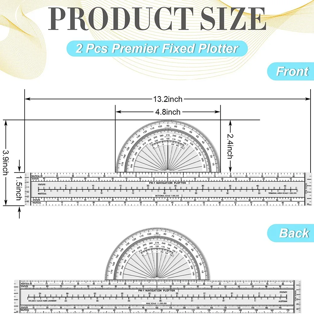 2 Pcs Plotter Plotting Tool Aviation Plotter WAC Charts Air Navigation Plotter Pilot Accessories for Pilots Navigation