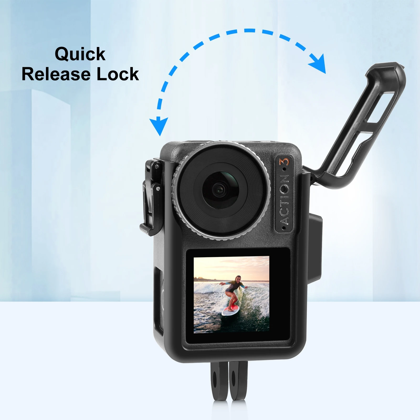 PULUZ Vertical Plastic Protective Frame Cage with Cold Shoes For DJI Osmo Action 5 Pro / 4 / 3 Sport Camera Accessories