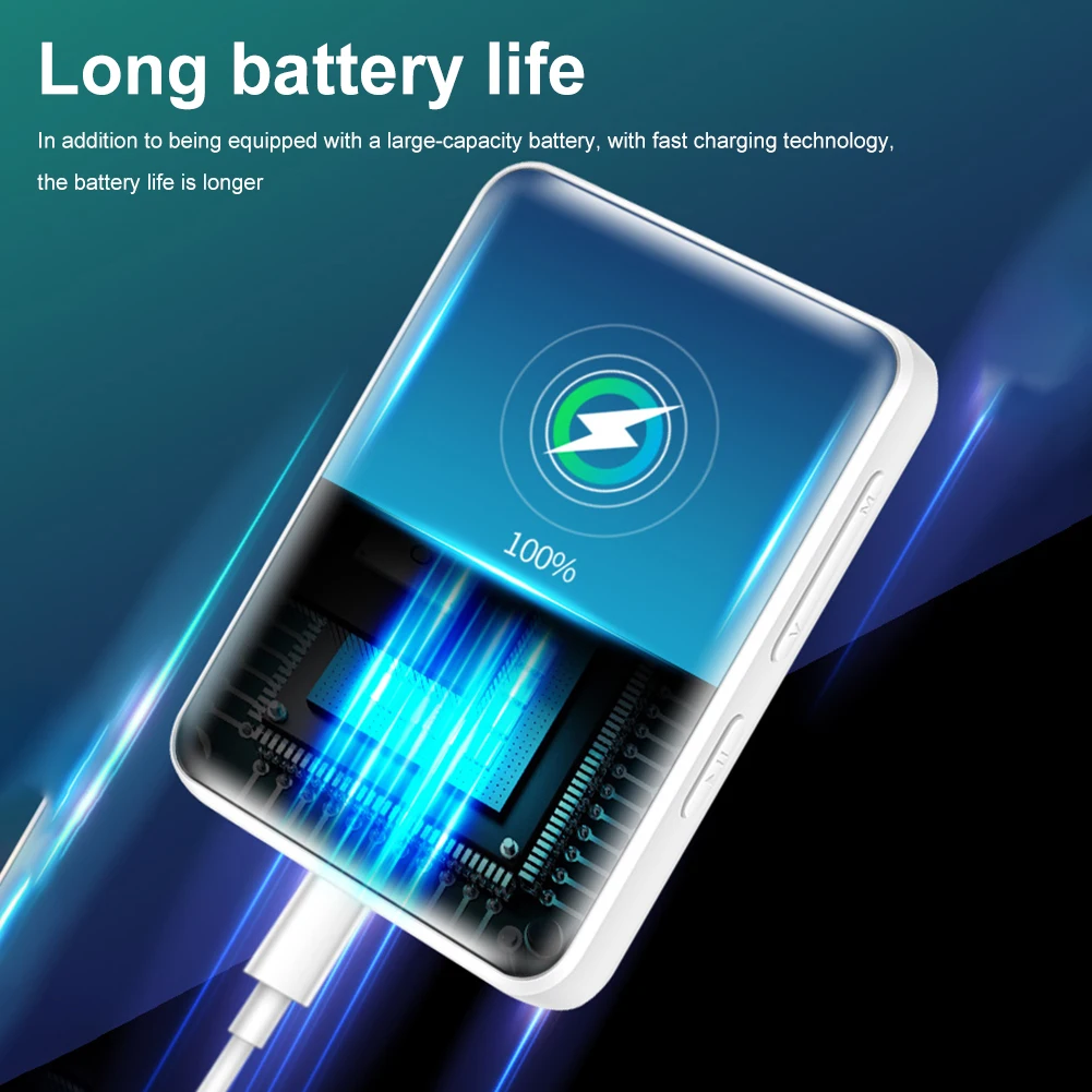 D2 1.77 بوصة شاشة لمس كاملة مشغل MP3 300mAh سمّاعات بلوتوث مشغل موسيقى MP4 مشغل فيديو راديو FM محمول لرجل المشي