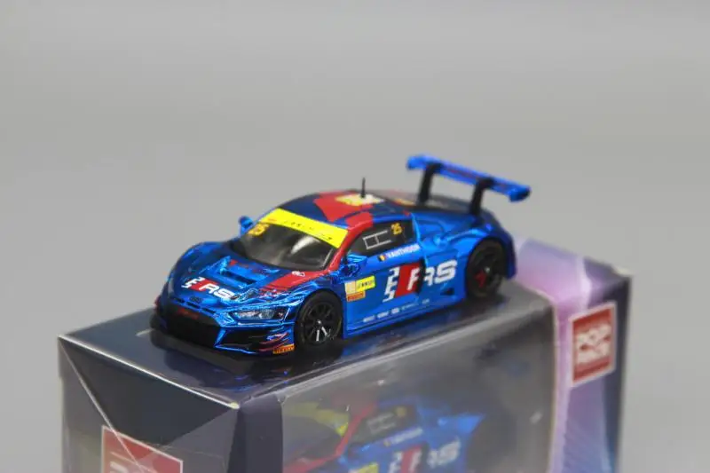 POPRACE 1:64 R8 Macau GT LMS Plated Blue Alloy Car model