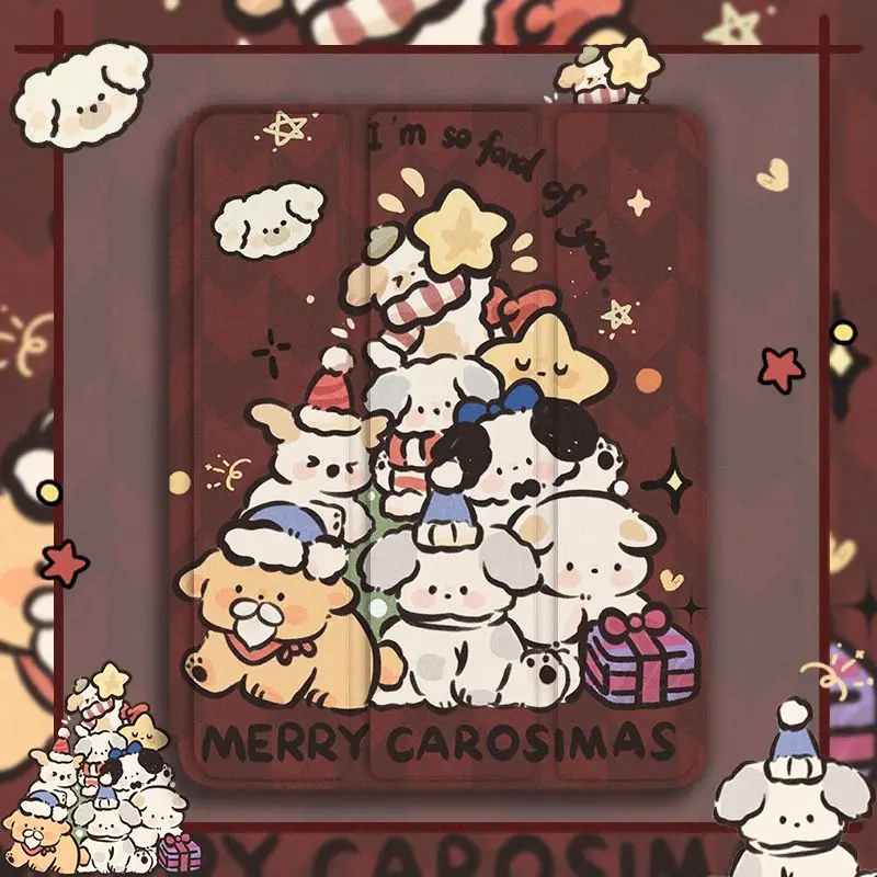 

Cute Puppy IPad Tri-Fold Case for Ipad 11th Pro 11in 10th Air4 5 10.9in Tablet Case Mini6 8.3in 9th 10.2in Cover Christmas Gift