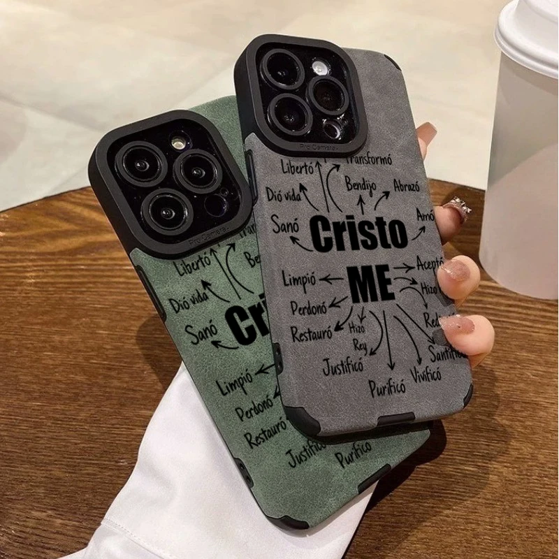 Cristo ME Christian Phone Case for iPhone 17 16 Pro 15 14 13 11 12 Pro Max XR X XS 7 8 Plus SE 2022 Spanish Bible Verse Cover