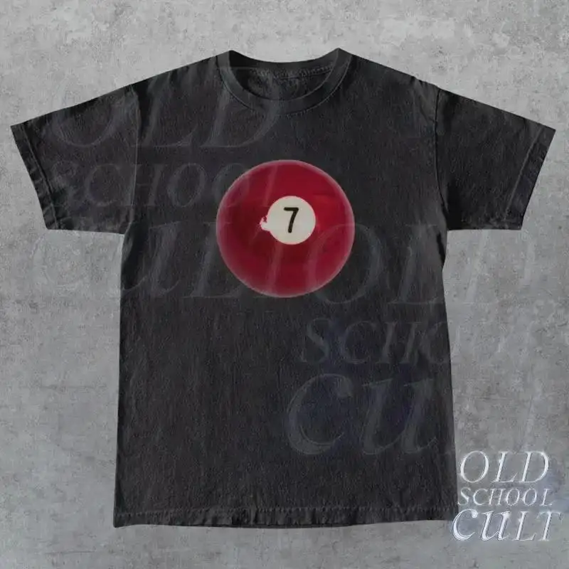 Vintage 7 Ball 90s Graphic TShirt, Retro Billard Oversized Shirt, Y2k Lucky Tee