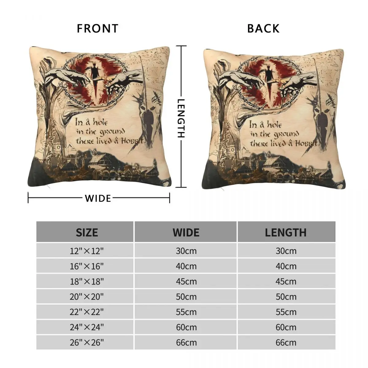 L-Lords Of The R-Rings Vintage Pillow Cover Cute Funny Pillow Case For Sofa Car Home Decor Cushion Cover Square Pillowcases Gift
