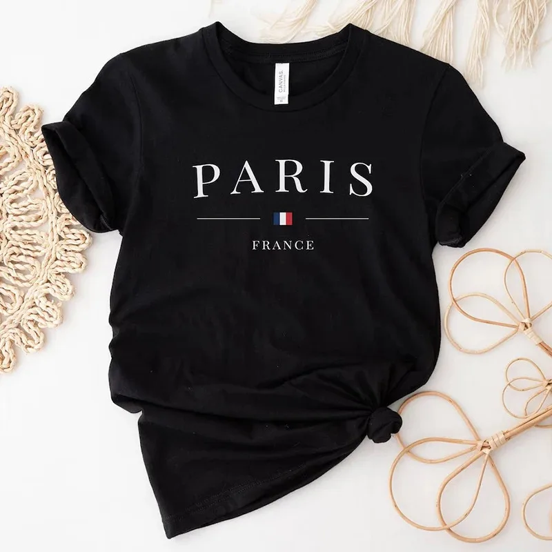 

Summer Men's Paris Letters Print Luxury T-shirt Man Vintage Short Sleeve Pure Cotton Comfortable T Shirts for Male Retro Y2k Tee