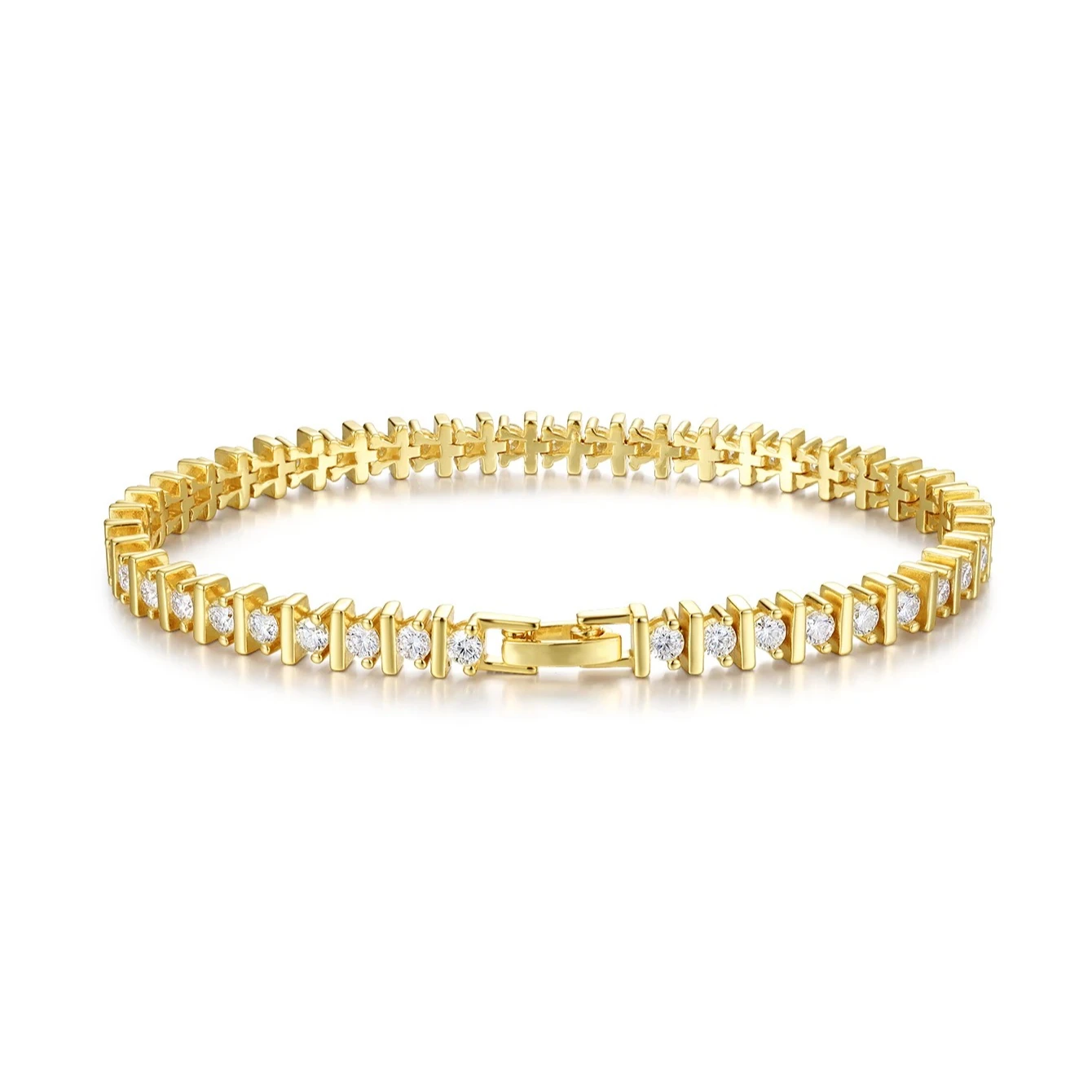 

S925 Silver Moissanite Tennis Bracelet Fine Jewelry 18k Gold-plated Personalized and Versatile, Suitable for Gift Giving