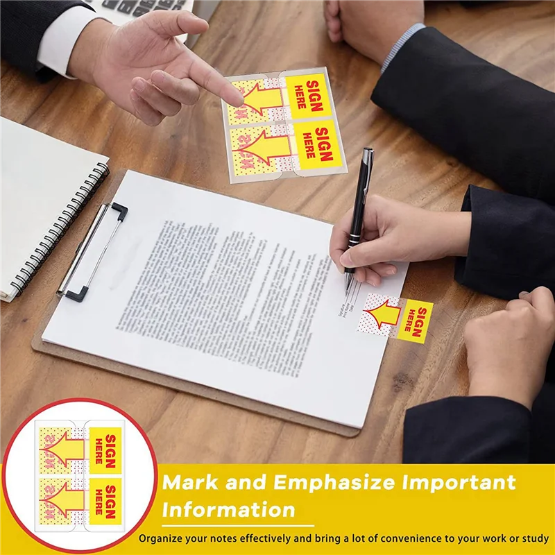 600 ชิ้นป้ายที่นี่แท็บป้ายที่นี่ป้ายที่นี่สติกเกอร์ป้ายที่นี่ธงพร้อมเครื่องจ่ายลูกศรธง 1 นิ้ว (สีเหลือง)