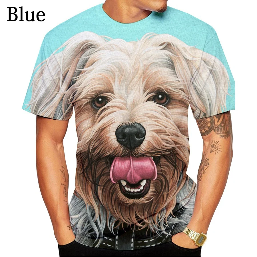 Round Neck Short Sleeve T Shirt Newest Fashion Cute Dog Yorkshire Terrier 3D Printed T-Shirt Animal Funny Casual