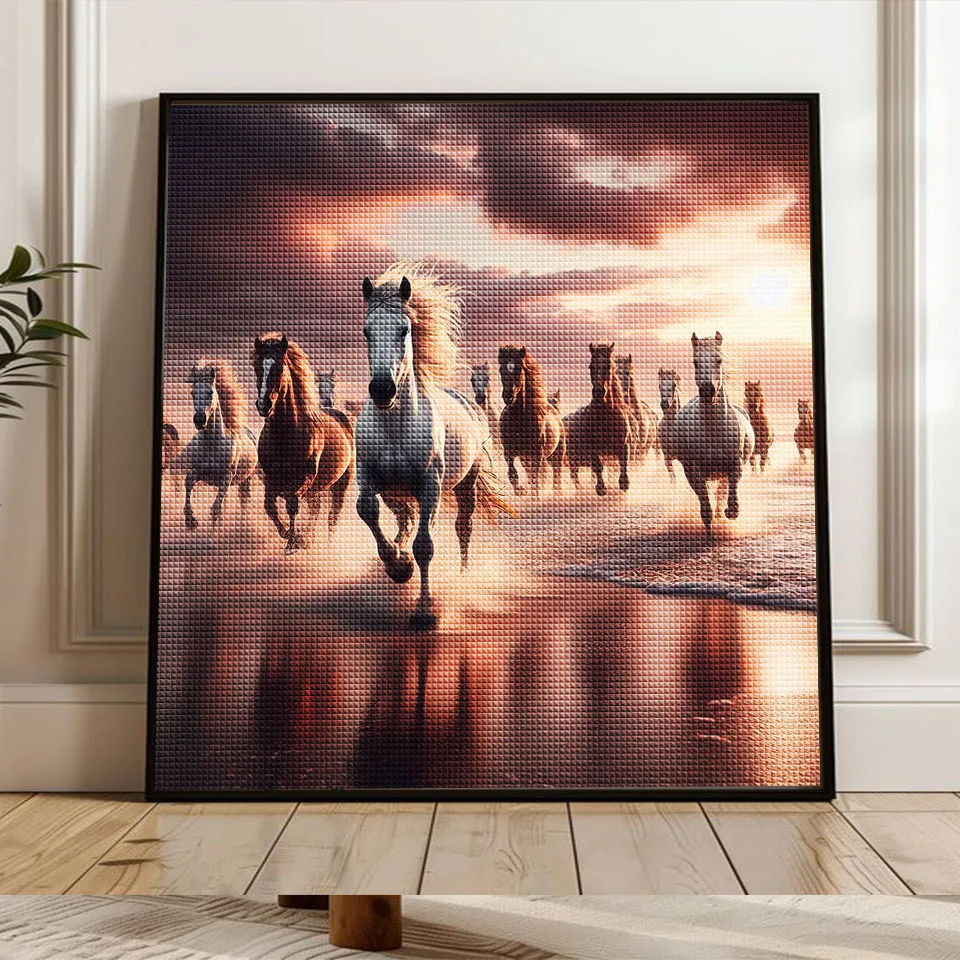 Diamond Painting Art DIY Galloping Horse Diamond Mosaic Kit 5D Square and Round Rhinestone Cross Stitch Home Decoration Wall Art