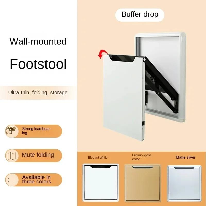 Ultrathin Wall Mounted Shower Folding Seat Chair Casual Household Porch Shoe Back  Step Stool Aluminium Home Furniture